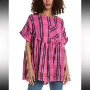 We The Free Moon City Plaid 100% Cotton Tunic Size Medium